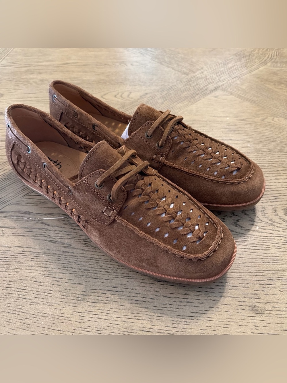 Women's Wishing Woven Slip-On Boat Shoe Cognac Suede 11